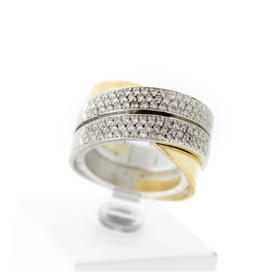 Juweel Ring bicolor goud 18 karaat gezet met briljanten '67047-1127-TWDH'