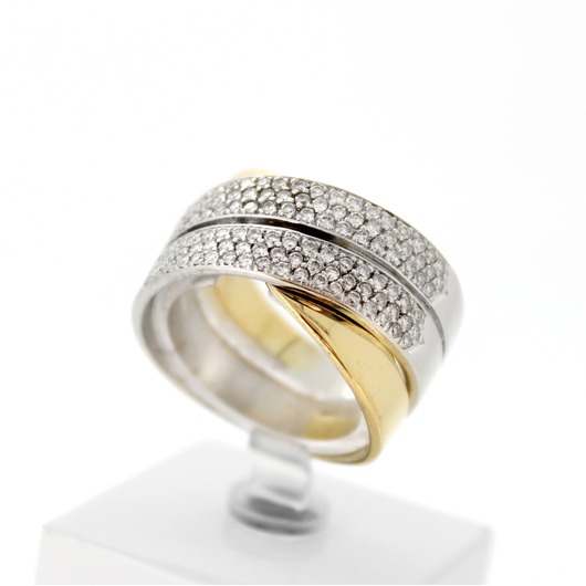 Juweel Ring bicolor goud 18 karaat gezet met briljanten '67047-1127-TWDH'