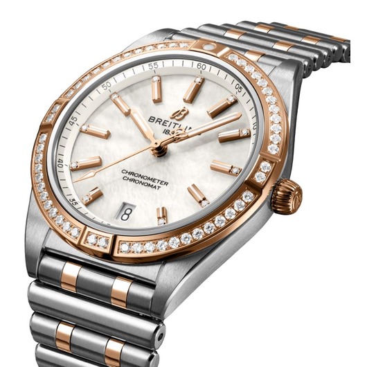 Horloge Breitling Chronomat 36 Automatic steel gold gems MOP white diamonds U10380591A2U1