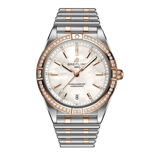 Horloge Breitling Chronomat 36 Automatic steel gold gems MOP white diamonds U10380591A2U1