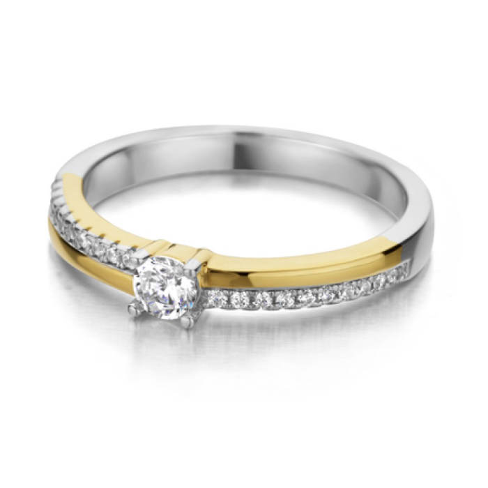 Juweel Silver Rose ring pleetgoud R2308G