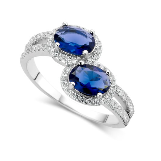 Juweel Silver Rose ring silver blue sapphire R3044BLU