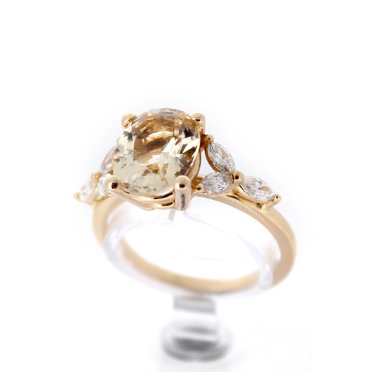 Juweel Ring Atelier P geelgoud 18 karaat Morganite en diamanten APS014-10X08 '68108-1183-TWDH'