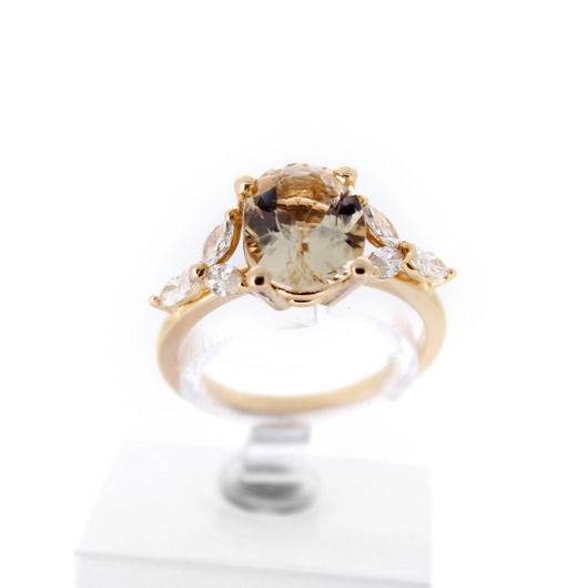 Juweel Ring Atelier P geelgoud 18 karaat Morganite en diamanten APS014-10X08 '68108-1183-TWDH'