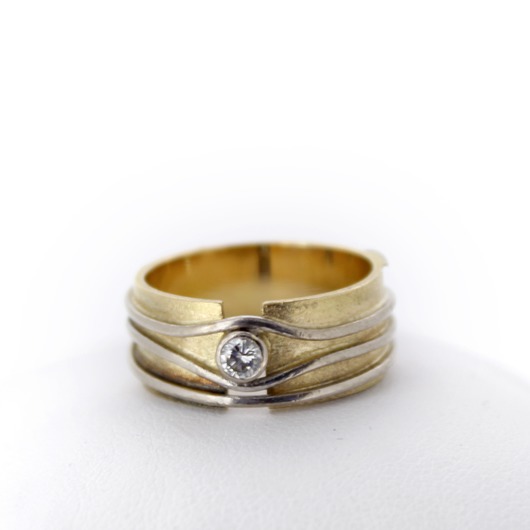Juweel Ring bicolor goud 18 karaat gezet met briljant '68319-1194-TWDH'
