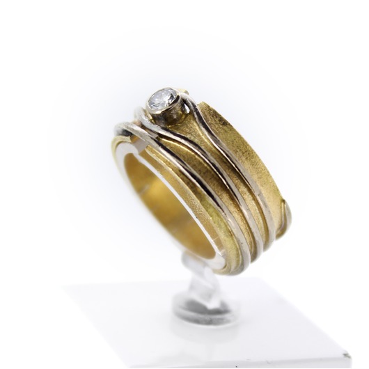 Juweel Ring bicolor goud 18 karaat gezet met briljant '68319-1194-TWDH'