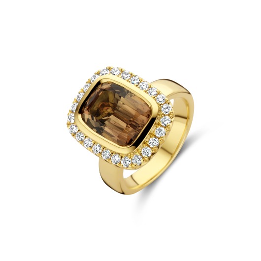 Juweel Clem Vercammen Collection 18K Geelgoud Ring Briljant/Peach Tourmaline 4257