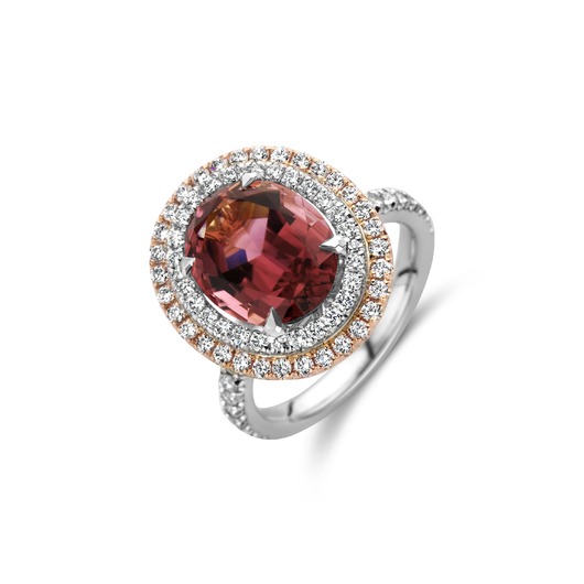 Juweel Clem Vercammen Collection 18K bicolor goud Ring Briljant/Rose Tourmaline 4259