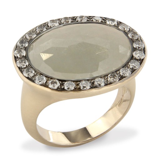 Juweel Brusi Indjo ring 18K rosé goud met grijze saffier en diamanten AA1372CD Juweel Brusi Indjo ring 18K rosé goud met grijze saffier en diamanten AA1372CD