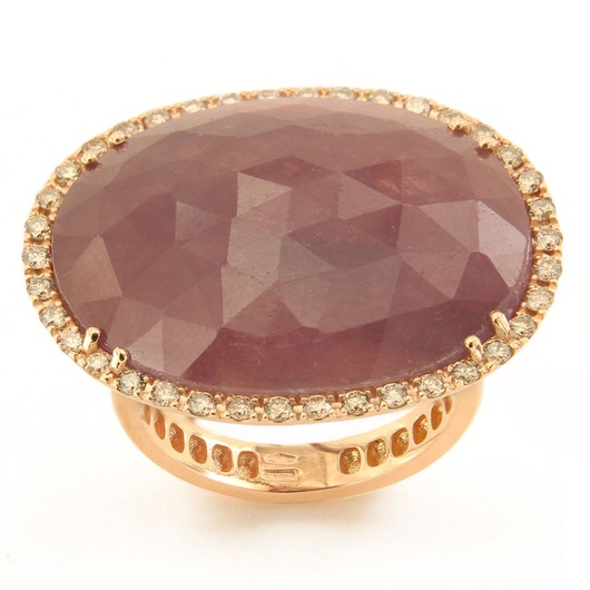Juweel Brusi Lumia ring 18 karaat rosé goud bruine saffier en diamant AA2235RA