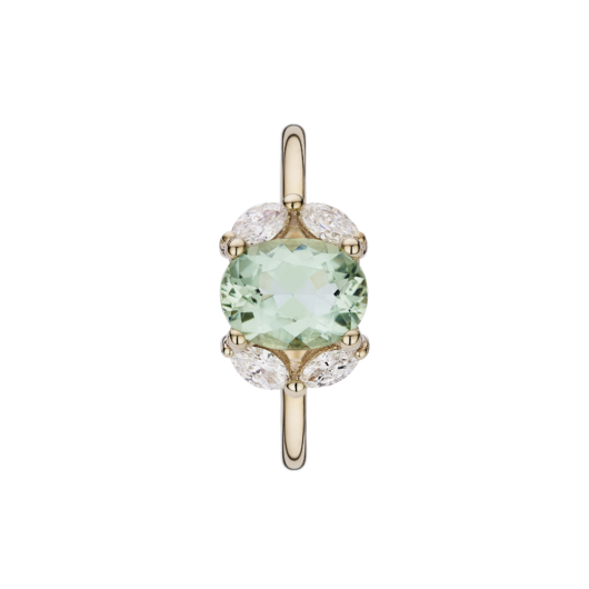 Juweel Atelier P ring Nina 18k rosé goud Diamant/Groene Beryl APS052-8X6-18WPRO