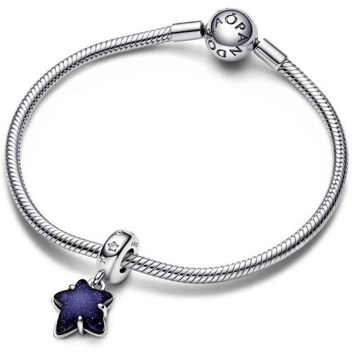 Juweel PANDORA Moments Star Aventurine Blue Murano Glass 792368C01