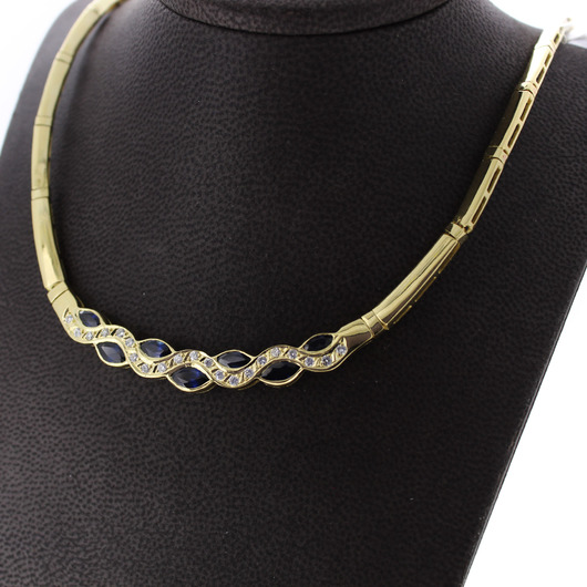 Juweel Collier geelgoud 18karaat briljant saffier 'CV-1214-TWDH' Juweel Collier geelgoud 18karaat briljant saffier 'CV-1214-TWDH'