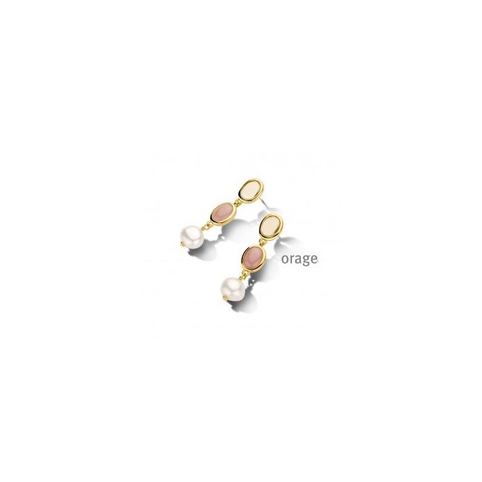 Juweel Orage zilver Oorstekers Cat Eye Parel verguld AT324