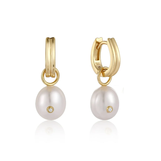 Juweel Ania Haie Pearl Power Pearl Drop Sparkle Huggie Hoop Earrings E043-04G