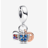 Juweel Pandora Moments Rainbow Heart, Butterfly & Peace Triple Dangle Charm 782572C01 Juweel Pandora Moments Rainbow Heart, Butterfly & Peace Triple Dangle Charm 782572C01