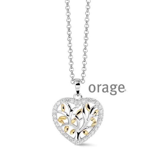 Juweel Orage collier hart levensboom zilver bicolor AS019-V1402