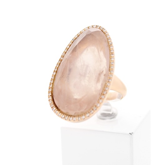 Juweel Ring rosé goud 18K Quartz briljant '70052-1241-TWDH'