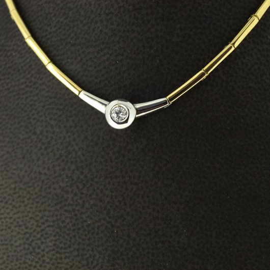 Juweel Collier bicolor goud 18 karaat met briljant 'CV-1315-TWDH'