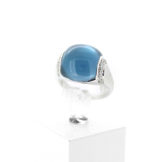 Juweel Bigli Ring 20R99Wlobmpdia witgoud 18K briljanten en London Blue Topaze kleursteen '70498-1251-TWDH' 
