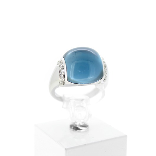 Juweel Bigli Ring 20R99Wlobmpdia witgoud 18K briljanten en London Blue Topaze kleursteen '70498-1251-TWDH' 