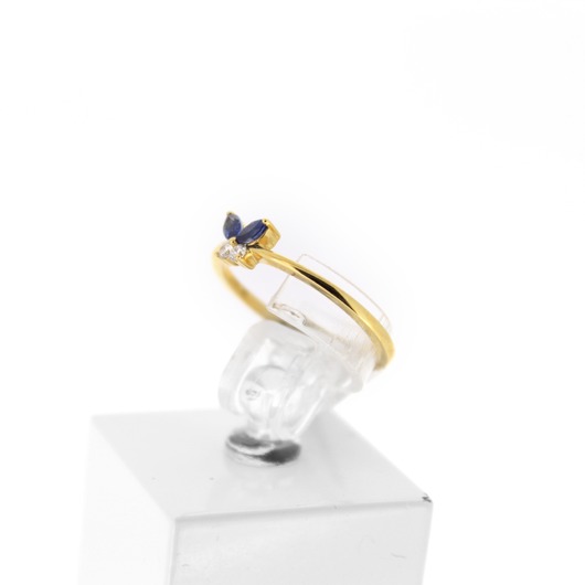 Juweel Beheyt ring 18 karaat geelgoud diamant blauwe saffier 064340/SA/24 'OTL-5058'