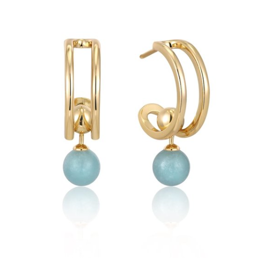 Juweel Ania Haie Spaced Out Orb Amazonite Stud Mini Hoop Earrings E045-05G-AM