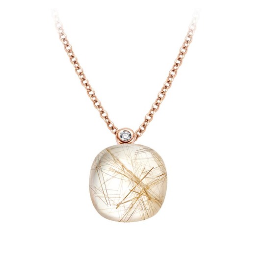 Juweel Bigli Mini Sweety collier 18k rosé goud rutielkwarts met witte parelmoer 20H34Rrutmpbi/42 Juweel Bigli Mini Sweety collier 18k rosé goud rutielkwarts met witte parelmoer 20H34Rrutmpbi/42