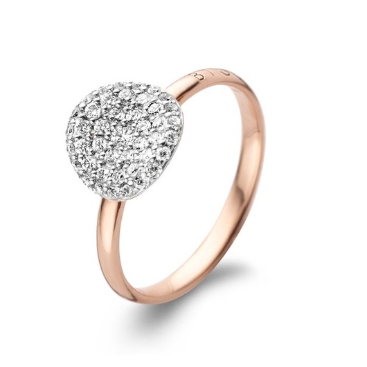 Juweel Bigli Mini Waves ring 18 karaat rosé goud witte diamant 23R185Rwdia