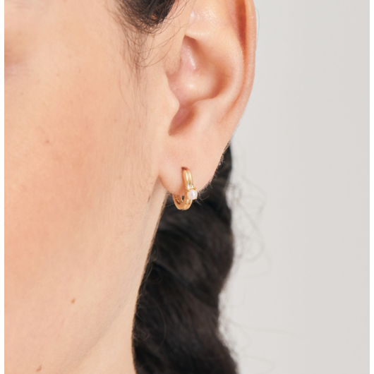 Juweel Ania Haie Pearl Power Pearl Cabochon Huggie Hoop Earrings E043-03G