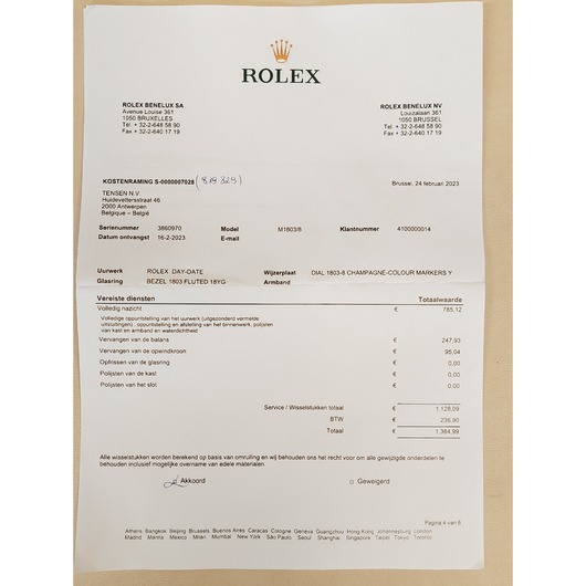 Horloge Rolex Day-Date 36 M1803/8 'CV-620-TWDH'