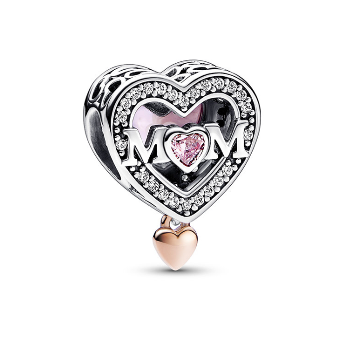 Juweel Pandora Two-Tone Openwork Mum & Heart charm 782653C01