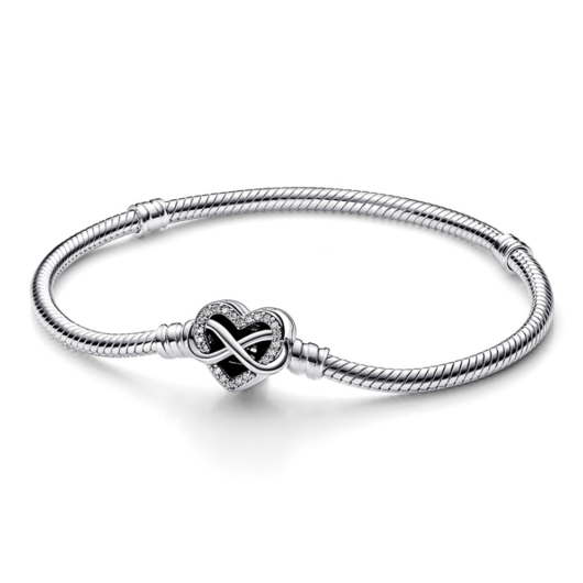 Juweel Pandora Moments Sprankelende snake chain armband met hart 592645C01 Juweel Pandora Moments Sprankelende snake chain armband met hart 592645C01