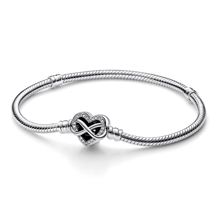Juweel Pandora Moments Sprankelende snake chain armband met hart 592645C01