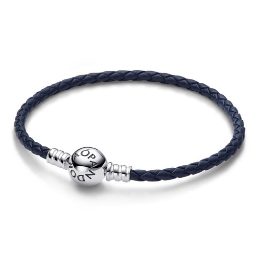 Juweel Pandora Blue Leather bracelet silver clasp 592790C01-S1
