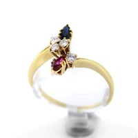 Juweel Ring Geelgoud 18 karaat briljant saffier robijn 'CV-1370-TWDH' Juweel Ring Geelgoud 18 karaat briljant saffier robijn 'CV-1370-TWDH'