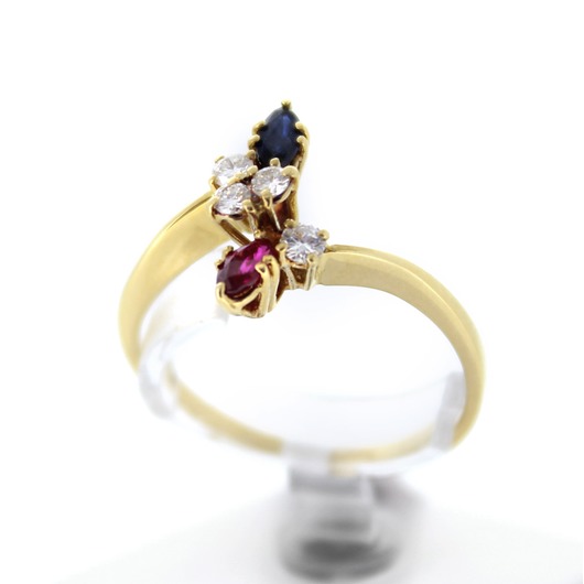 Juweel Ring Geelgoud 18 karaat briljant saffier robijn 'CV-1370-TWDH' Juweel Ring Geelgoud 18 karaat briljant saffier robijn 'CV-1370-TWDH'