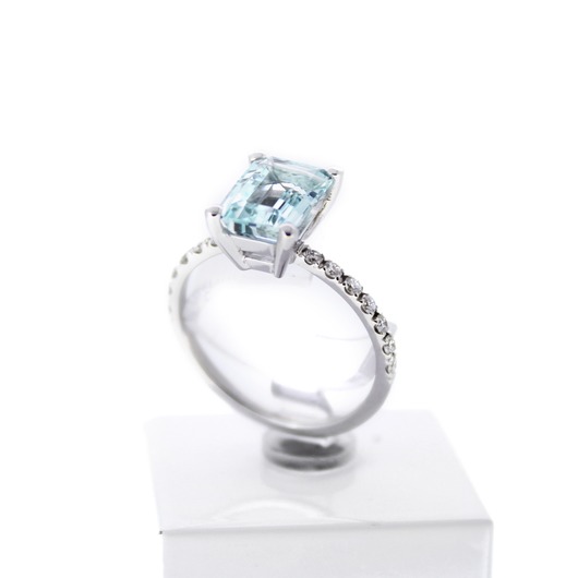 Juweel Ring witgoud 18 karaat briljanten met Aquamarijn 'CV-1373-TWDH' Juweel Ring witgoud 18 karaat briljanten met Aquamarijn 'CV-1373-TWDH'