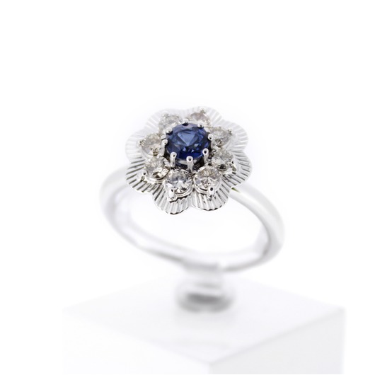 Juweel Ring witgoud 18 karaat briljanten Saffier 'CV-1376-TWDH' Juweel Ring witgoud 18 karaat briljanten Saffier 'CV-1376-TWDH'