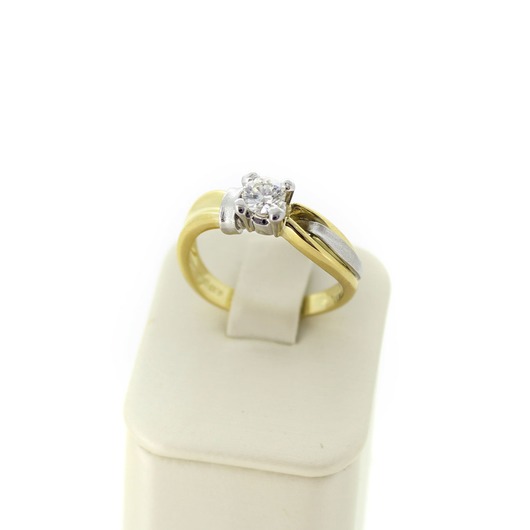 Juweel Ring Solitaire bicolor goud 18 karaat briljant 'CV-1386-TWDH' Juweel Ring Solitaire bicolor goud 18 karaat briljant 'CV-1386-TWDH'