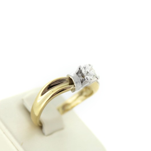 Juweel Ring Solitaire bicolor goud 18 karaat briljant 'CV-1386-TWDH'