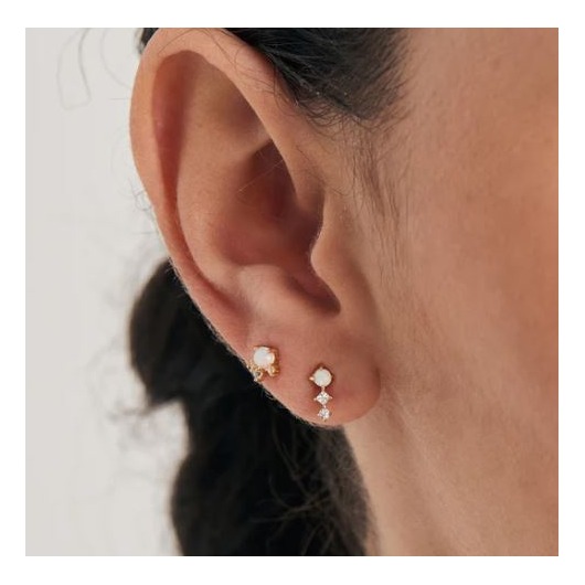 Juweel Ania Haie Ear Edit Kyoto Opal Oval Climber Barbell Single Earrings E047-02G