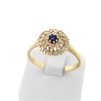 Juweel Ring Geelgoud 18 karaat briljanten en een saffier 'CV-1393-TWDH' Juweel Ring Geelgoud 18 karaat briljanten en een saffier 'CV-1393-TWDH'