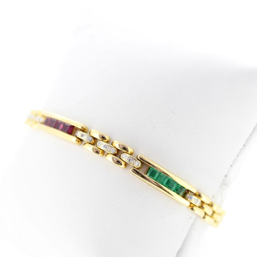 Juweel Armband geelgoud 18 karaat briljant gezet met briljanten, Saffier, Smaragd en Robijnen 'CV-1438-TWDH'