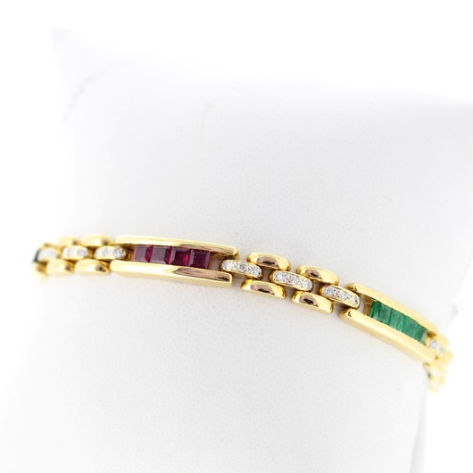 Juweel Armband geelgoud 18 karaat briljant gezet met briljanten, Saffier, Smaragd en Robijnen 'CV-1438-TWDH'