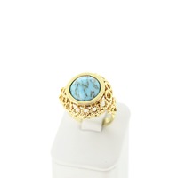Juweel Ring geelgoud 18 karaat Turquoise 'CV-1433-TWDH' Juweel Ring geelgoud 18 karaat Turquoise 'CV-1433-TWDH'