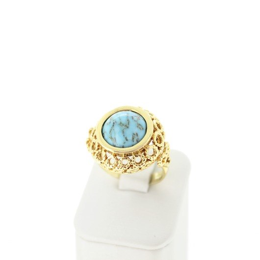 Juweel Ring geelgoud 18 karaat Turquoise 'CV-1433-TWDH' Juweel Ring geelgoud 18 karaat Turquoise 'CV-1433-TWDH'
