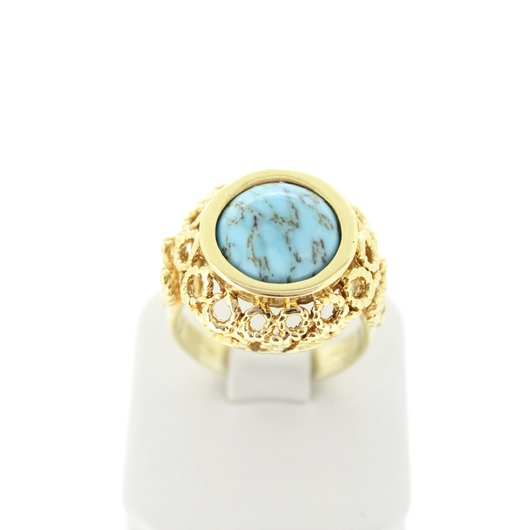 Juweel Ring geelgoud 18 karaat Turquoise 'CV-1433-TWDH'