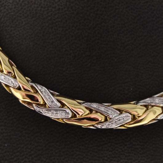 Juweel Collier bicolor goud 18 karaat briljant 'CV-1414-TWDH'