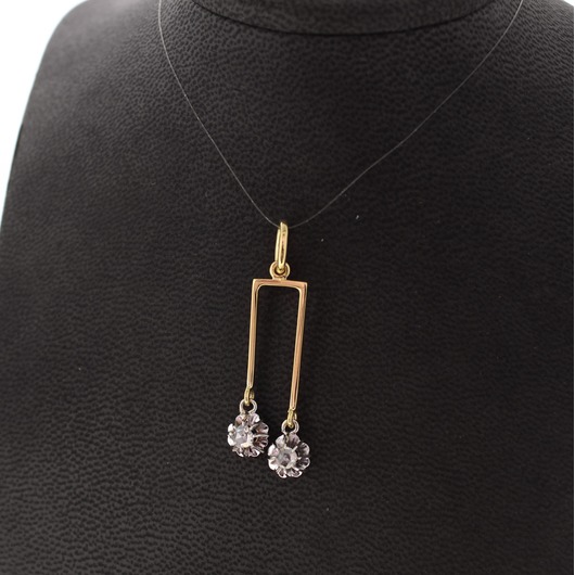 Juweel Hanger bicolor goud 18 karaat diamant Ross cut 'CV-1412-TWDH' Juweel Hanger bicolor goud 18 karaat diamant Ross cut 'CV-1412-TWDH'